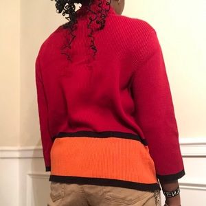 Josephine Chaus Red and orange vintage turtle neck sweater